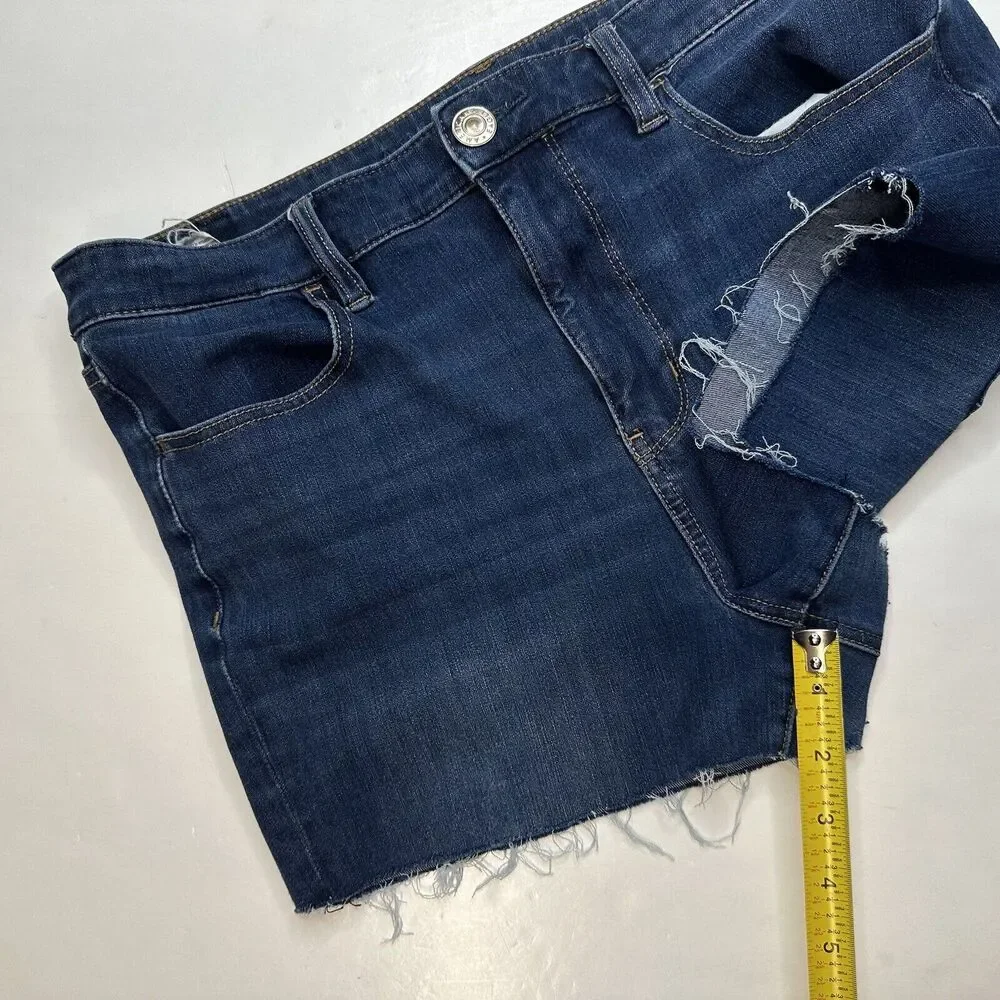 American Eagle Shorts 12 Super Hi-Rise Cut Off Dream Denim Blue Jean Shortie